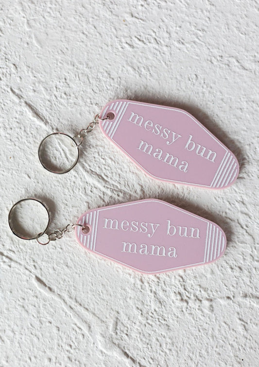 Messy Bun Mama Keychain