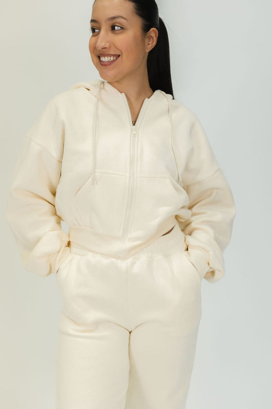 Sienna Fleece Oversized Crop Hoodie