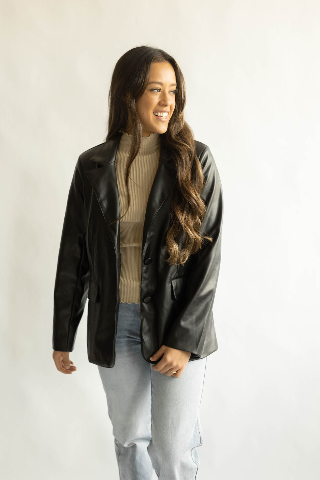 Unwavering Faux Leather Blazer