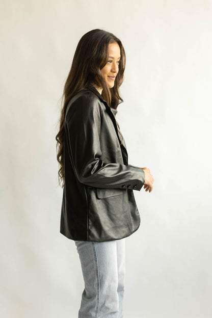 Unwavering Faux Leather Blazer