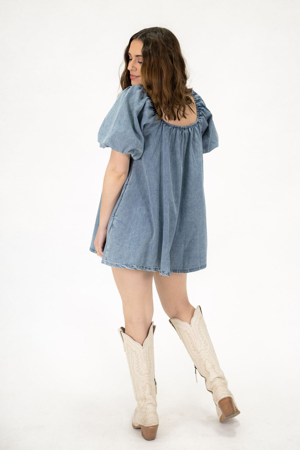 Trailblazer Denim Puff Sleeve Romper