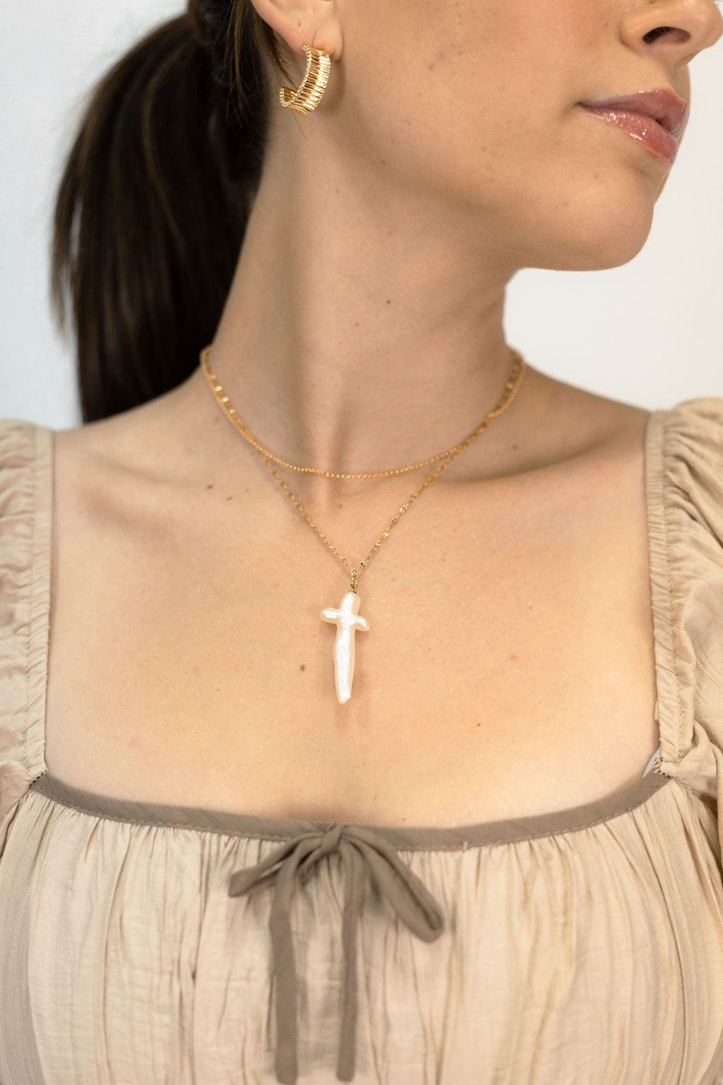 Pearl Cross Necklace