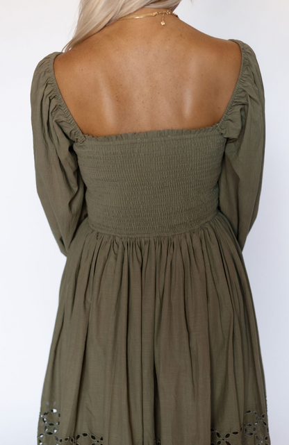 Zoe Olive Eyelet Maxi