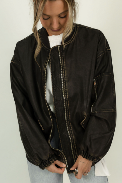 Grace and Glory Leather Bomber Jacket